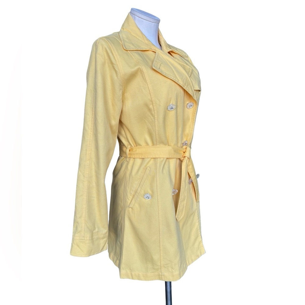 OSCAR an Oscar de la Renta Jacket Yellow Lined Trench Coat Sz 6 - Picture 4 of 10